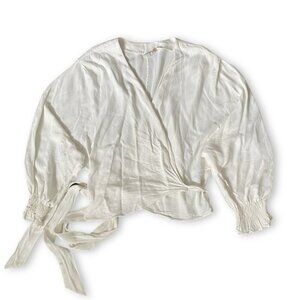 Charli Wrap Top Women Sz 8 White Rayon Wrap Tie Front Ballerina Chic Lightweight